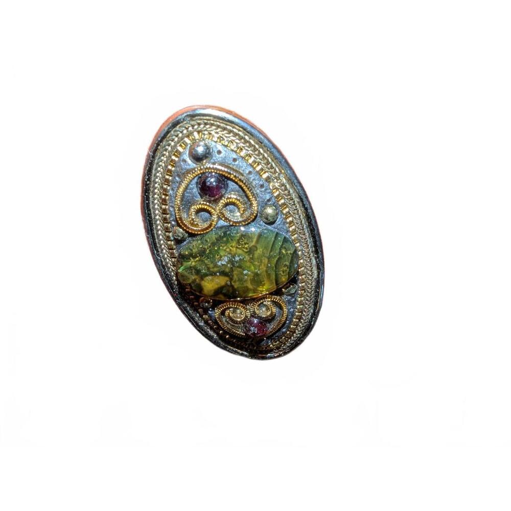 Vintage Michal Golan signed garnet and Abalone Women\'s Brooch - Picture 3 of 4